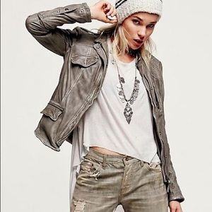 Free People Rumpled Genuine Leather Jacket
